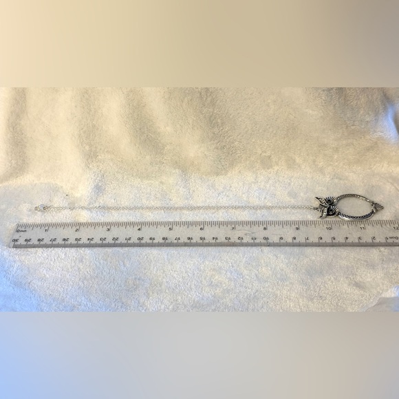 Silvertone Owl Pendant With magnifying glass with chain - Picture 6 of 7